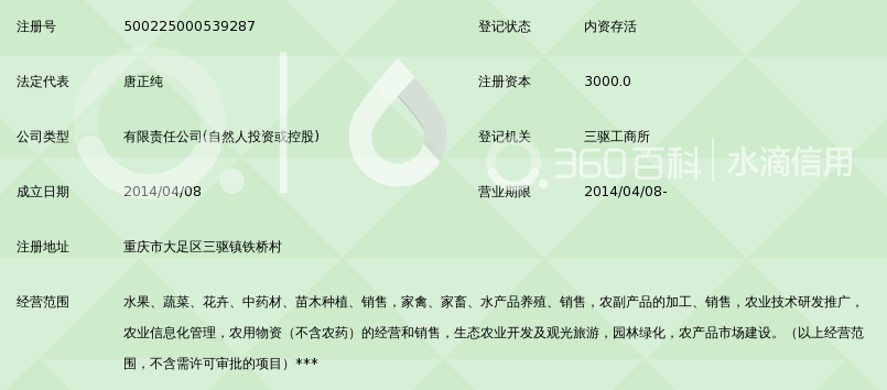 重庆大唐丰域生态农业发展有限公司_360百科