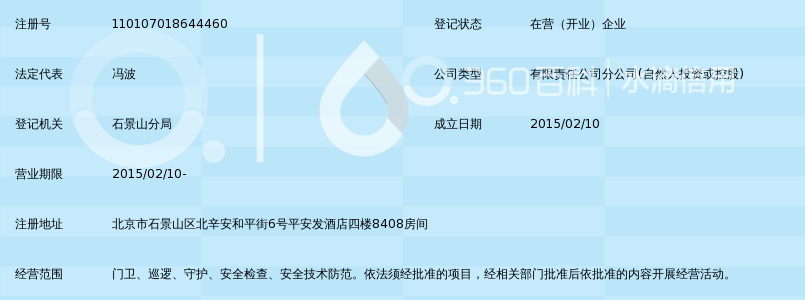 北京首卫保安服务有限公司信诚分公司_360百