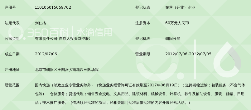 北京朝速韵达快递有限公司_360百科