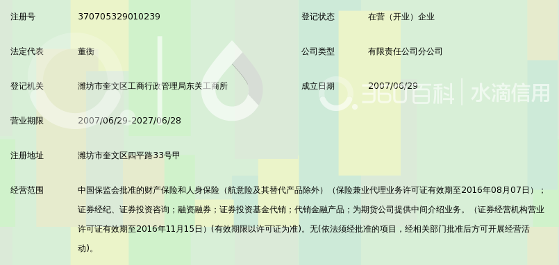 中信证券(山东)有限责任公司潍坊四平路证券营
