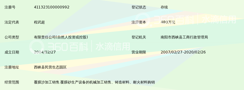 西峡县源盛合铸造材料有限责任公司