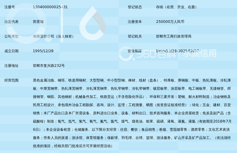 邯郸钢铁集团有限责任公司_360百科