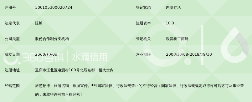 重庆新亚国际旅行社江北区门市部