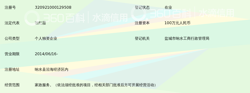 响水县沿海经济区霞红家政服务部